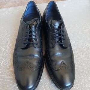 Cole Haan Black Leather Wingtip Oxfords